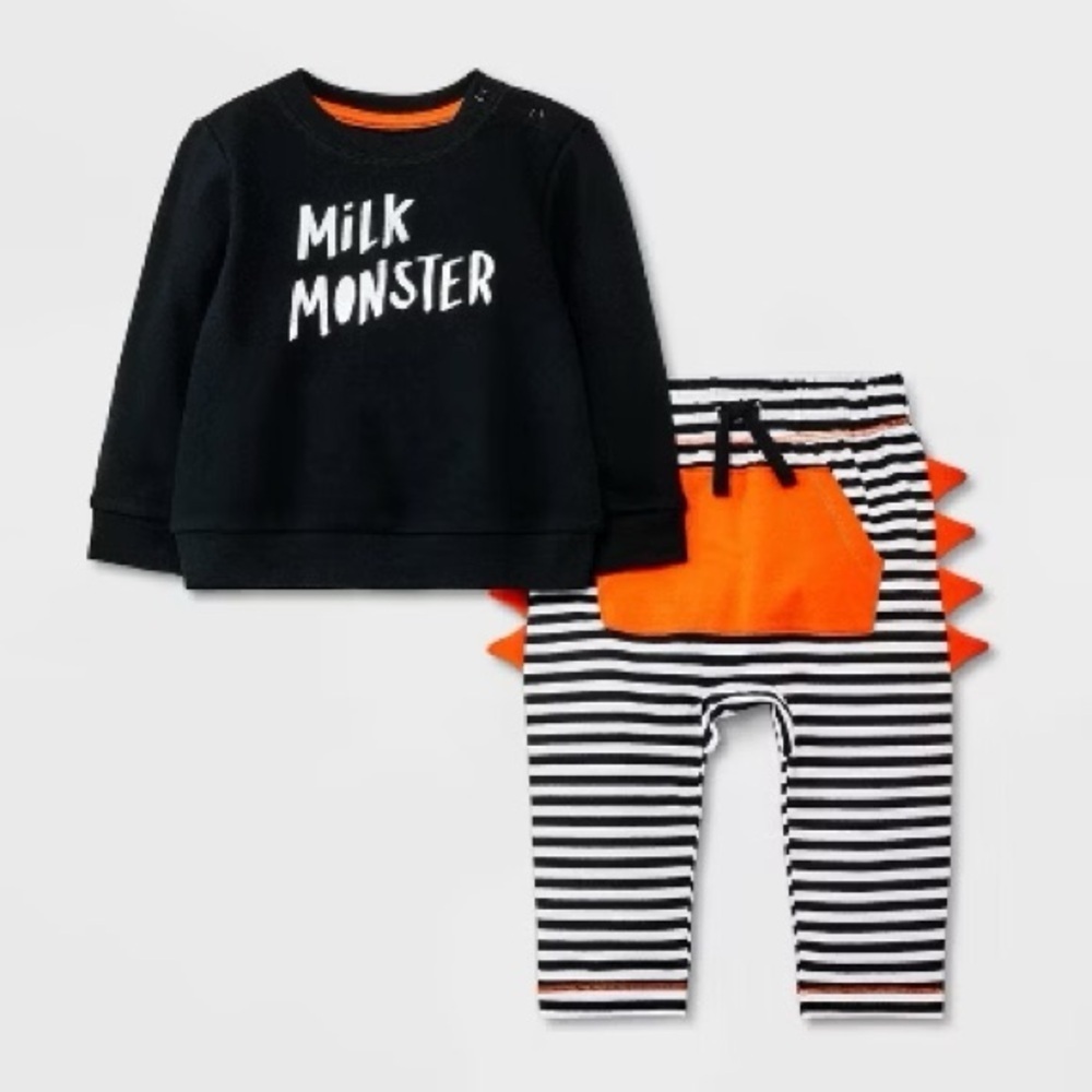 CAT & JACK MILK MONSTER 2 PC SET - BLACK VARIOUS SIZES (NEW WITH TAGS) A8